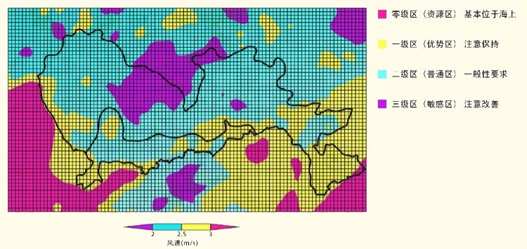 深圳城市背景风场分级示意图